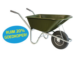 Hummer Klus/tuinkruiwagen verzinkt frame 100 L olijfgroen met softwiel Klus/tuinkruiwagen verzinkt frame 100 L olijfgroen met softwiel