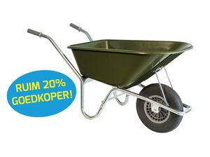 Hummer Klus/tuinkruiwagen verzinkt frame 100 L olijfgroen  met softwiel