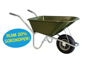 Klus/tuinkruiwagen verzinkt frame 100 L olijfgroen Hummer Klus/tuinkruiwagen verzinkt frame 100 L olijfgroen