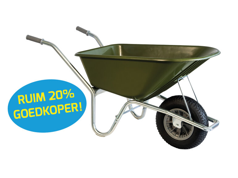 Klus/tuinkruiwagen verzinkt frame 100 L olijfgroen Hummer Klus/tuinkruiwagen verzinkt frame 100 L olijfgroen