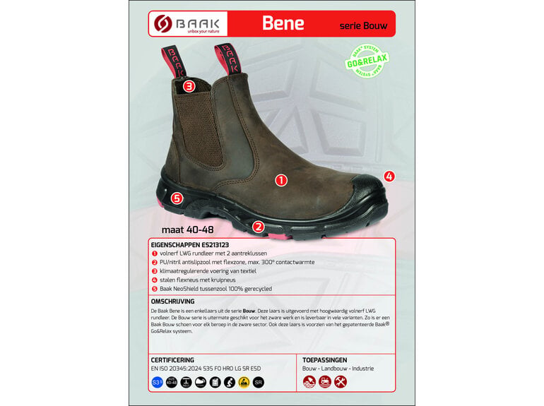 Baak Bene S3S bruin (40 t/m 48) Baak Baak Bene S3S bruin (40 t/m 48)
