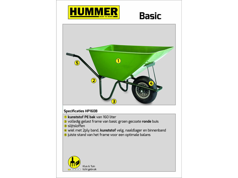Stalkruiwagen Basic basic gecoat frame 160 L groen Hummer Stalkruiwagen Basic basic gecoat frame 160 L groen