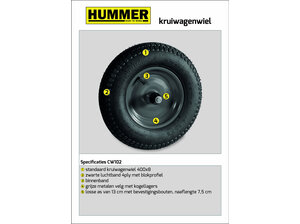 Kruiwagenwiel met luchtband en metalen velg (aslengte 13 cm) KOGELLAGERS Hummer Kruiwagenwiel met luchtband en metalen velg (aslengte 13 cm) KOGELLAGERS