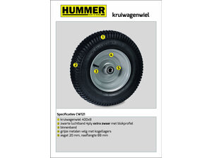 Hummer Kruiwagenwiel extra zwaar met luchtband en metalen velg (zonder as)