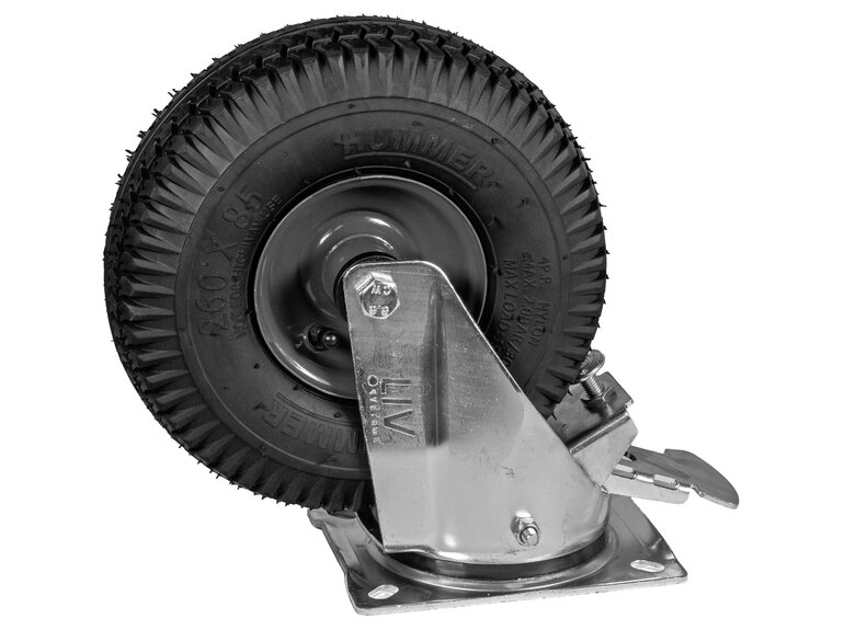 Zwenkwiel Pro met rem, luchtband en metalen velg Hummer Zwenkwiel Pro met rem, luchtband en metalen velg