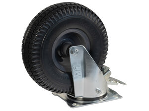 Zwenkwiel Pro met rem, grijze foamband en metalen velg Hummer Zwenkwiel Pro met rem, grijze foamband en metalen velg