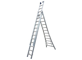 3-delige Reformladder met uitgebogen bomen (8 t/m 12 sporten) GEANODISEERD