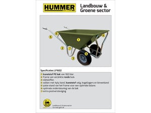 Stalkruiwagen Semi-prof 160 L groen met 2 wielen Hummer Stalkruiwagen Semi-prof 160 L groen met 2 wielen