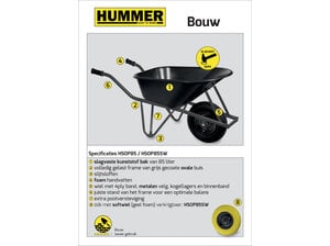 Bouwkruiwagen HDPE 85 L ovale buis Hummer Bouwkruiwagen HDPE 85 L ovale buis