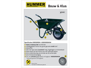 Bouwkruiwagen staal 85 L groen Hummer Bouwkruiwagen staal 85 L groen
