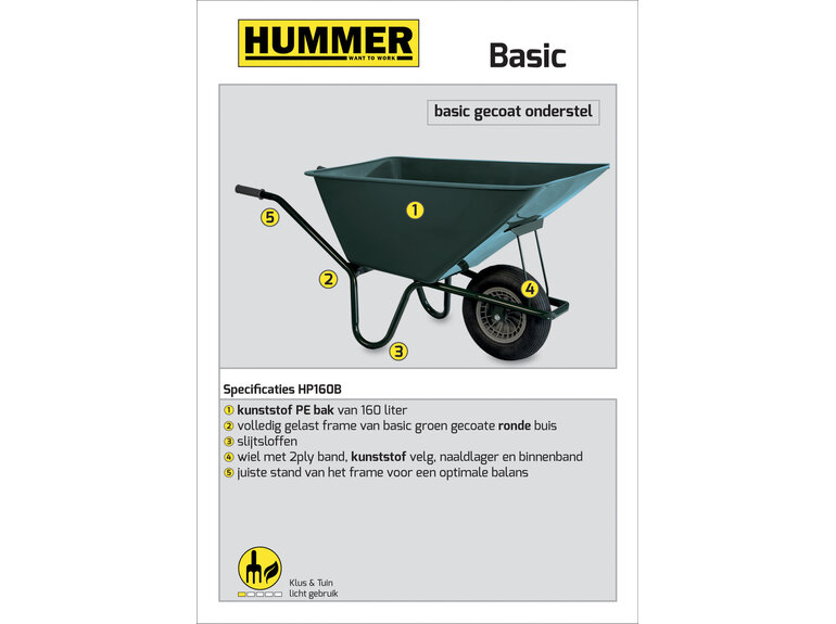 Hummer Stalkruiwagen Basic basic gecoat frame 160 L groen