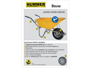 Hummer Bouwkruiwagen Basic HDPE 100 L geel