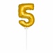 Ballon folie 5 goud met stokje | 40cm Ballon folie 5 goud met stokje | 40cm