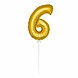 Folat Ballon folie 6 goud met stokje | 36cm Folat Ballon folie 6 goud met stokje | 36cm