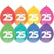 Ballonnen 25 jaar frisse kleuren | 8 stuks Ballonnen 25 jaar frisse kleuren | 8 stuks