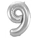 Ballon folie 9 zilver | 86 cm Ballon folie 9 zilver | 86 cm