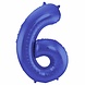 Ballon folie 6 mat blauw | 86cm Ballon folie 6 mat blauw | 86cm