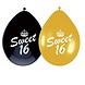 Ballon Sweet 16 zwart-goud 6 stuks Ballon Sweet 16 zwart-goud 6 stuks