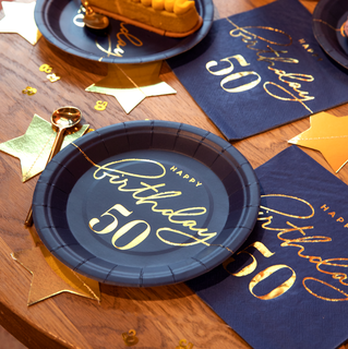 Versiering Marineblauw / Goud 50 jaar