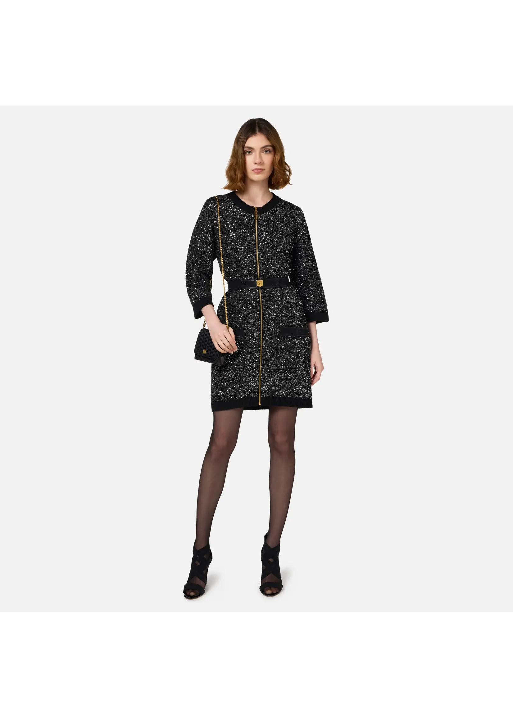 Elisabetta Franchi JURK AM35M47E2 ZWART/ZILVER