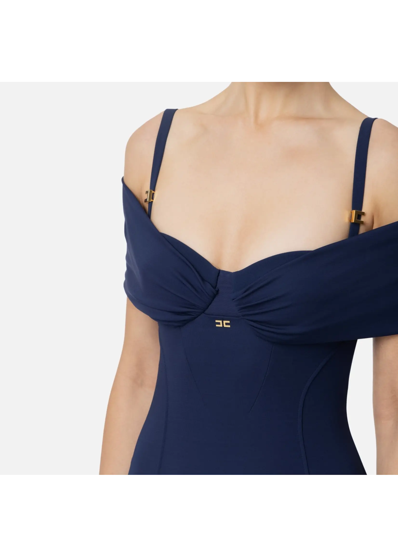 Elisabetta Franchi JURK ABR0551E2 BLAUW LANG