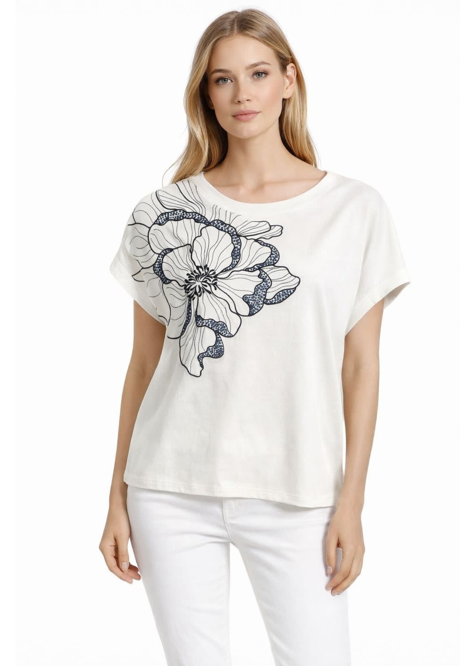 Leo &Ugo T'SHIRT TEJ961 ZONDER MOUW BLAUWE STEENTJES