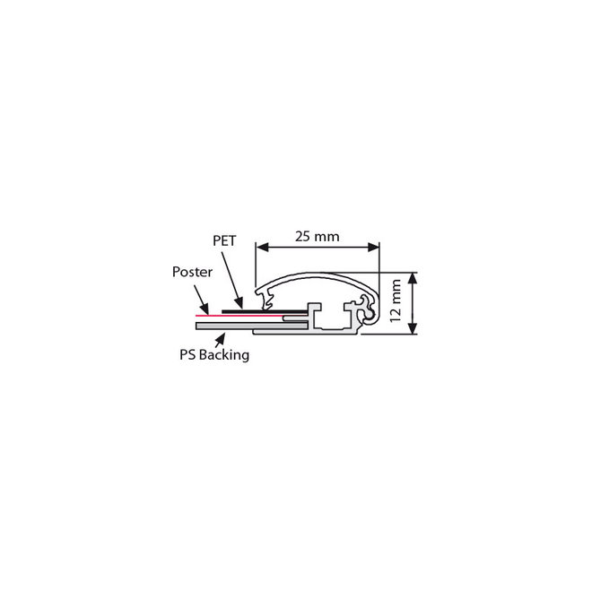 Kliklijst verstek 25mm profiel ZWART