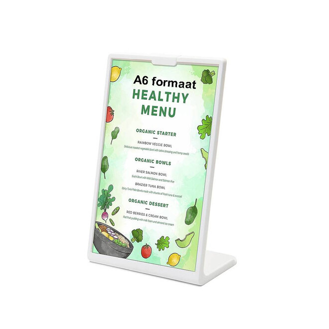 Tafel Menu Display Wit L-standaard in A6 en A5 formaat