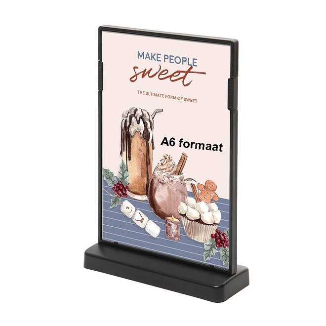 T-standaard Zwart Tafel Menu Display in A6 en A5 formaat