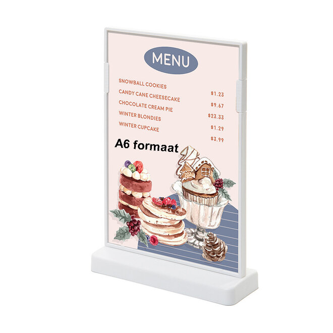 T-standaard Wit Tafel Menu Display in A6 en A5 formaat