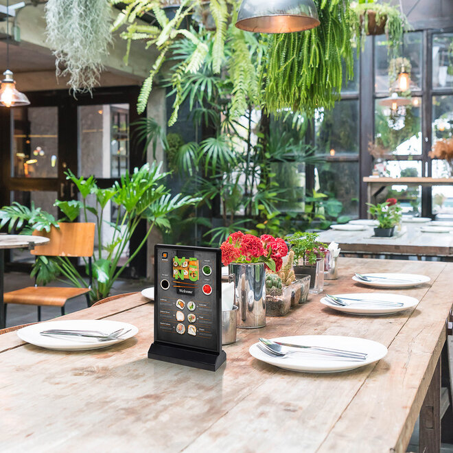 Menukaarthouder verlicht LED zwart of wit | T-standaard maat 99x210mm,  A5