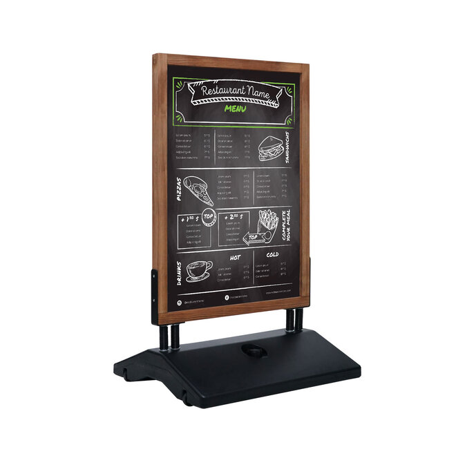 Houten Krijtstoepbord met zwarte waterbase | A1, 70x100cm (B1) leverbaar