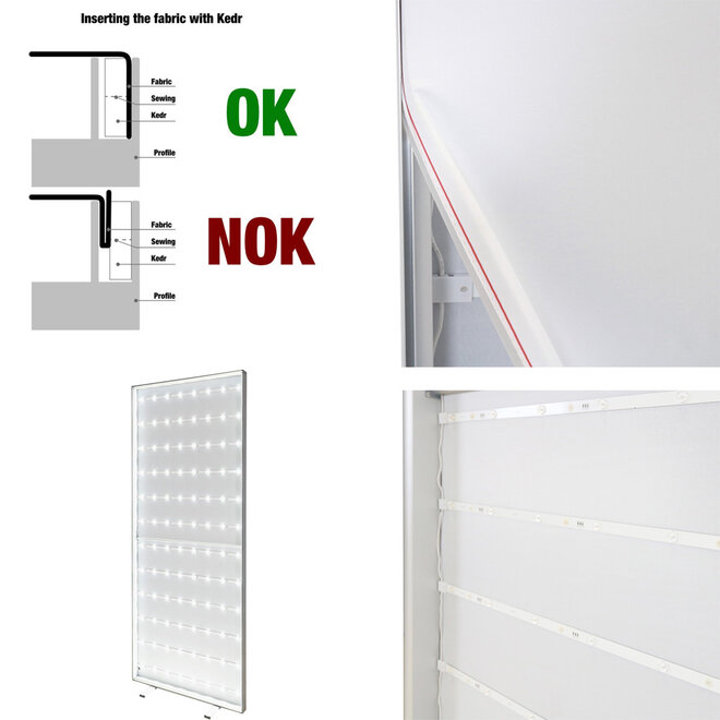 Textielframe met LED verlichting aluminium enkelzijdig - Binnen gebruik