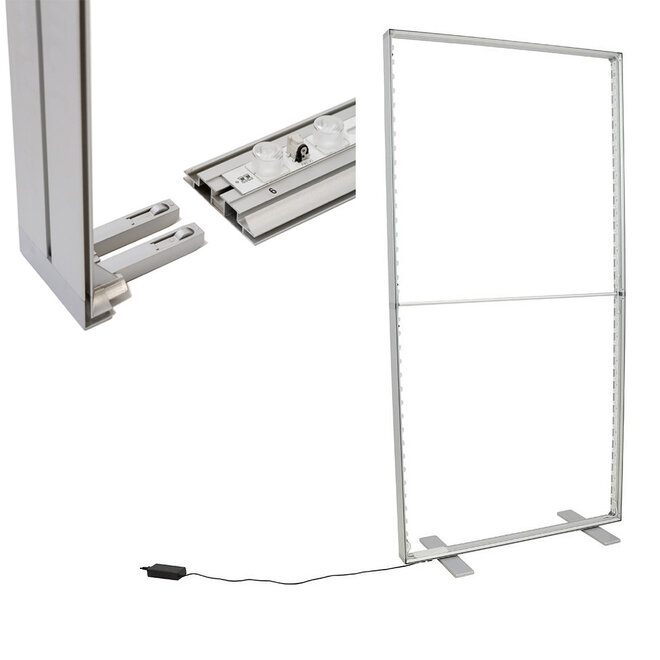 Textielframe  LED dubbelzijdig aluminium - binnen gebruik