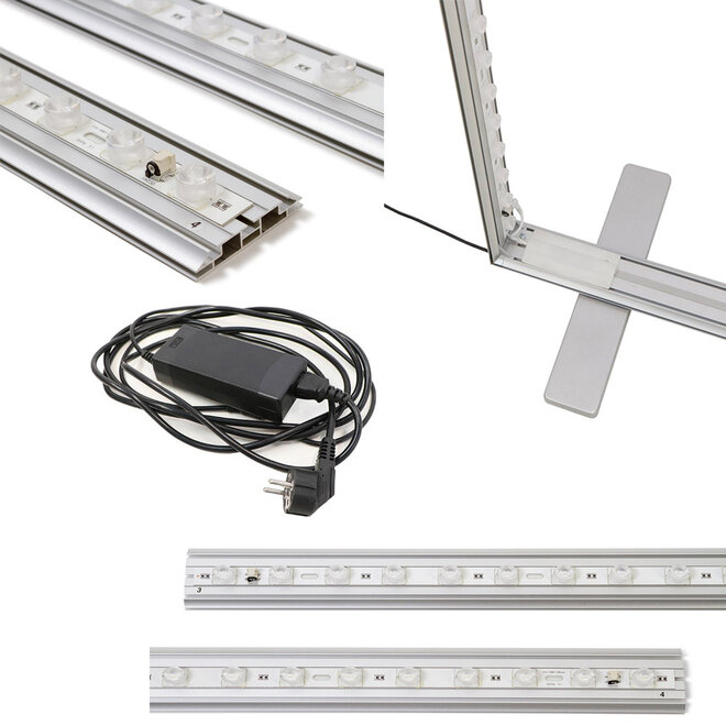 Textielframe  LED dubbelzijdig aluminium - binnen gebruik