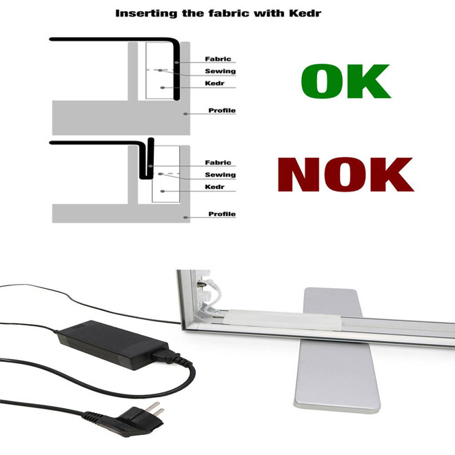 LED Textielframe zwart dubbelzijdig | 100x200cm | Binnen gebruik