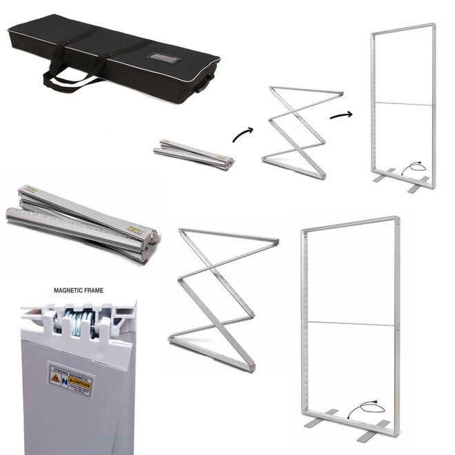 LED Textielframe  vouwbaar zilver - Binnen gebruik