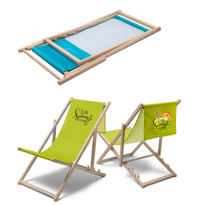 Strandstoel klassiek hout verstelbaar | met print logo
