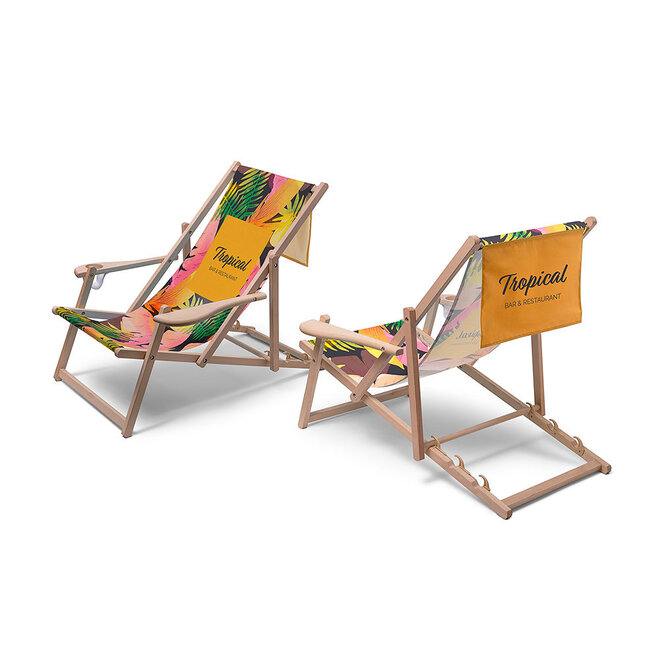 Houten Strandstoel Comfort | met print logo