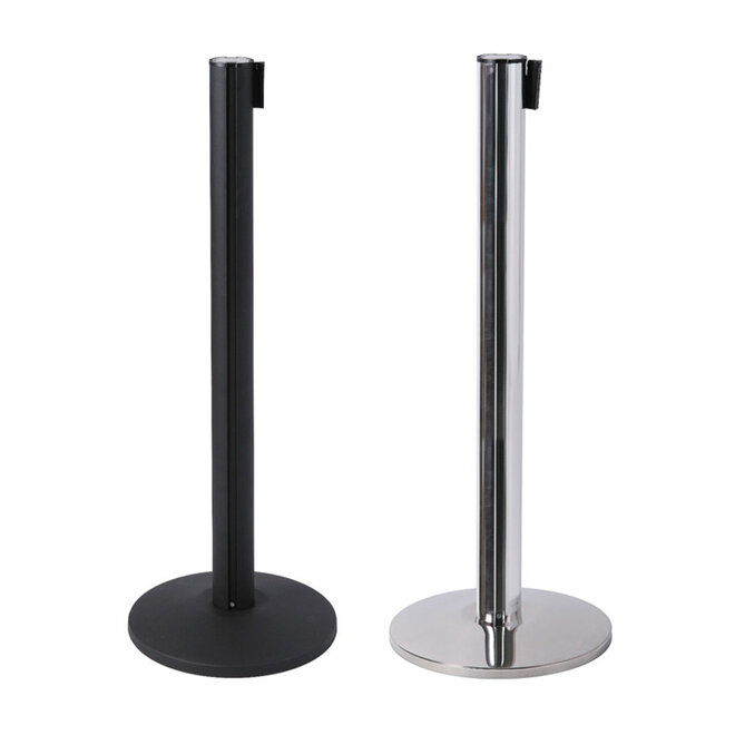 Afzetpaal met trekband | Zwart of Chrome | Zwarte trekband flexi 2,7M