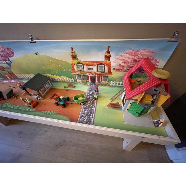 Voorjaar/zomer- boerderij leven - Speelmat met achterwand