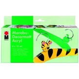 Marabu Starterkit Decormatt Acryl - 6x15ml middengeelÂ , karmijnrood,Â middenblauw, sapgroen, wit en zwart