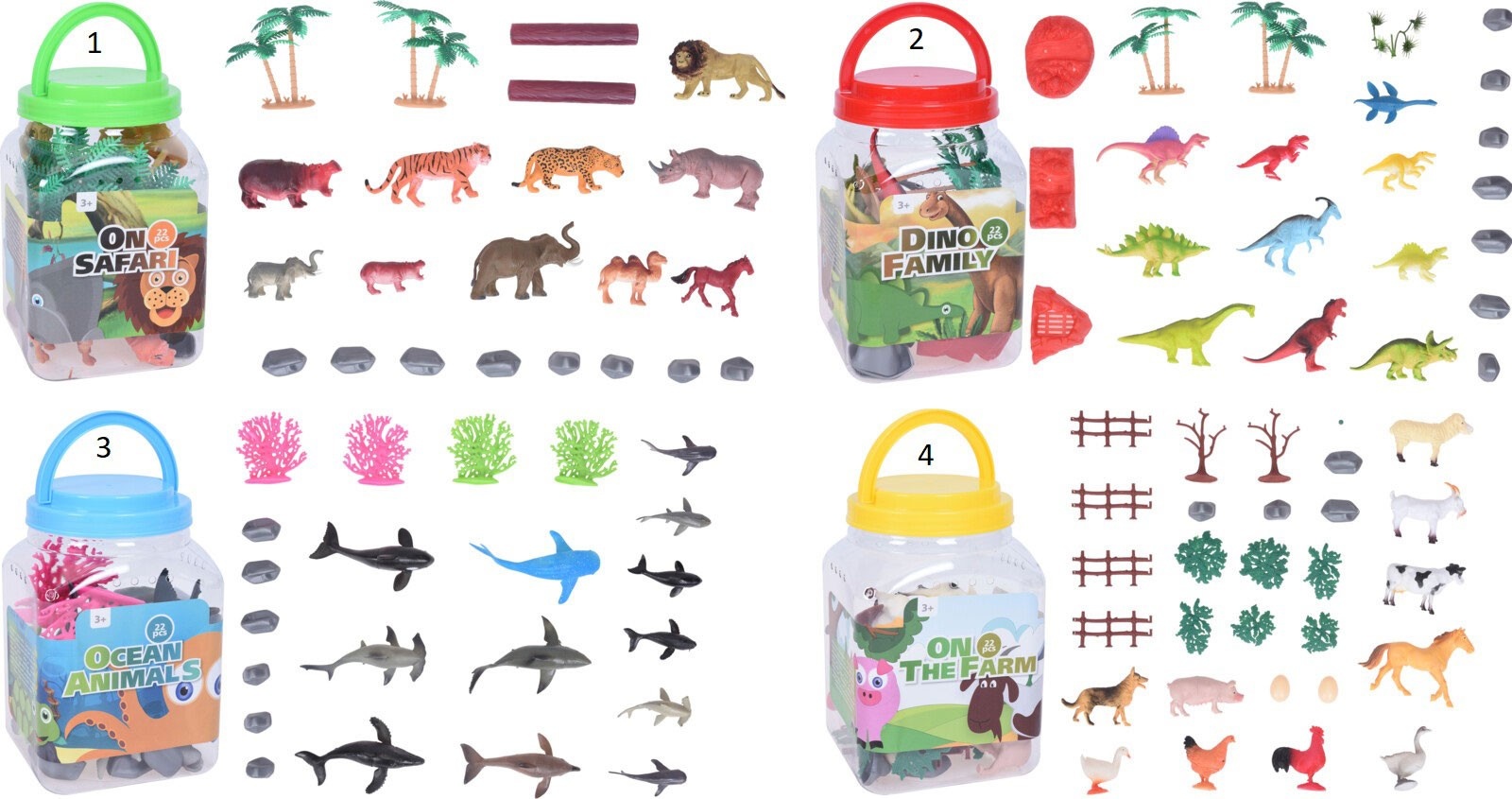 Dieren speelfiguren set in opbergton - 1 set assorti uitgeleverd