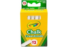 Crayola - 12 Stuks wit bordkrijt - Anti-stof formule