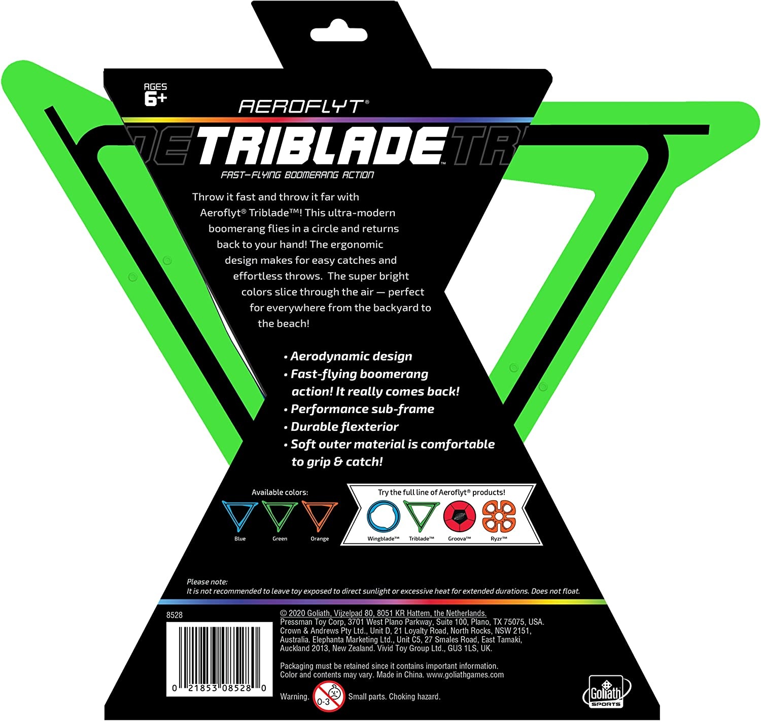 WAHU Sports Aeroflyt Triblade Fast Flying Boomerang Action - Groen