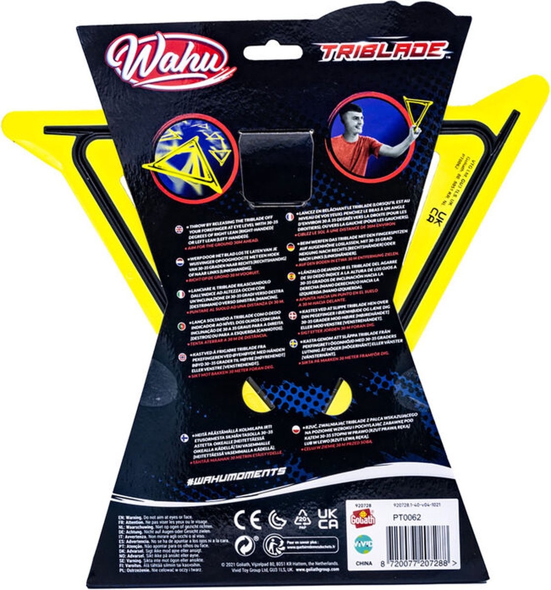 WAHU Sports Aeroflyt Triblade Fast Flying Boomerang Action - Geel