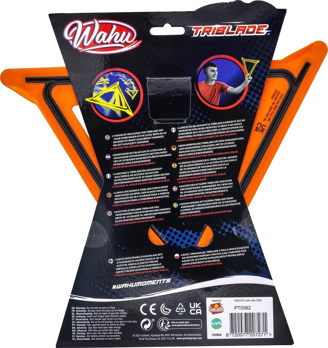WAHU Sports Aeroflyt Triblade Fast Flying Boomerang Action - Rood