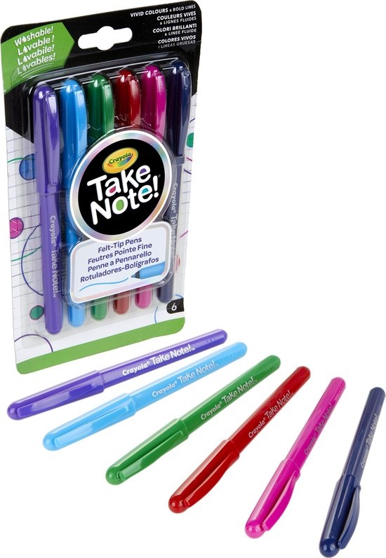 Crayola 6st. Take Note Afwasbare Viltstiften