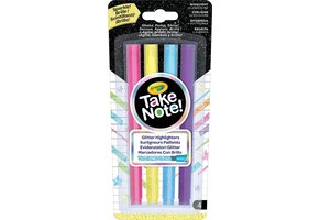 Crayola Take Note - 4 Glitter Markeerstiften - Beitelpunt - Heldere kleuren