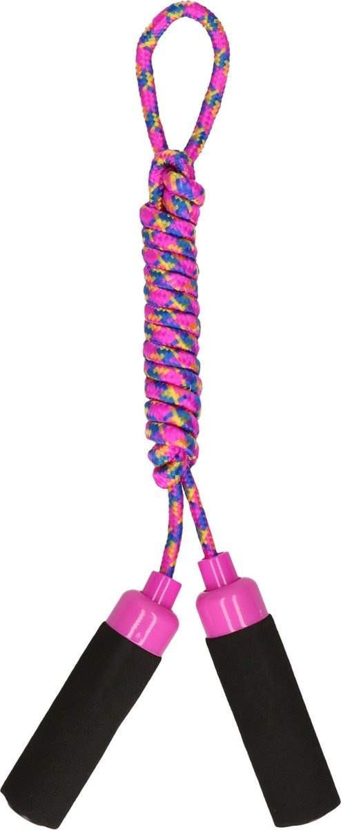 Springtouw speelgoed met Foam handvat - fuchsia touw - buitenspeelgoed